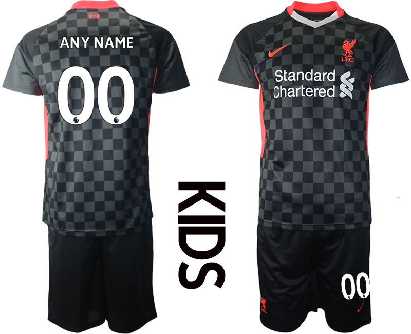 Youth 2020-2021 club Liverpool away customized black Soccer Jerseys